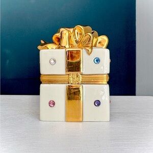 Lenox Porcelain Ring Box with Gold Details and colored stones.